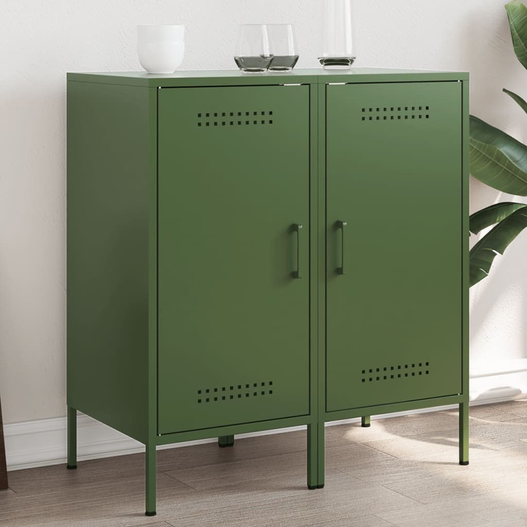 vidaXL Komoda olivovozelená 36x39x79 cm oceľ
