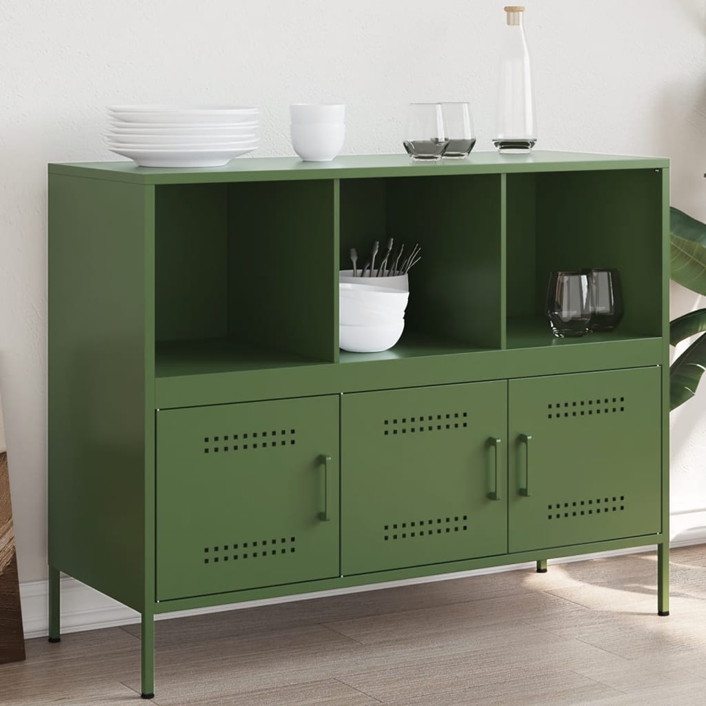 vidaXL Komoda olivovozelená 100,5x39x79 cm oceľ