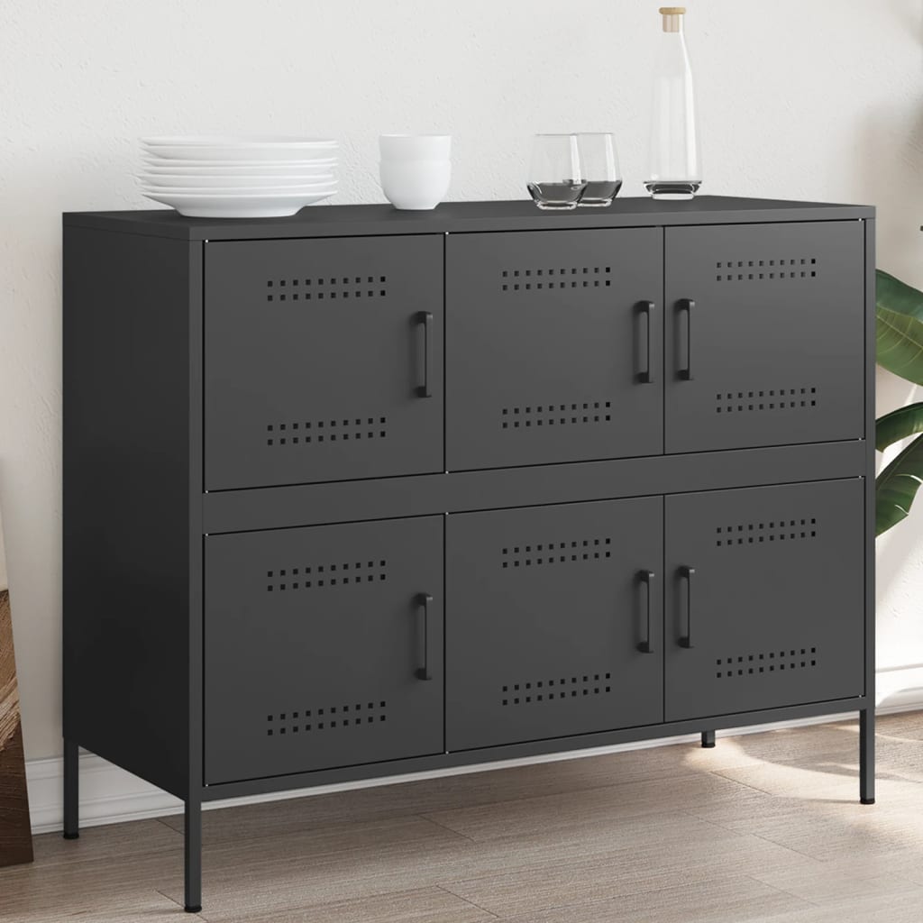vidaXL Komoda čierna 100,5x39x79 cm oceľ