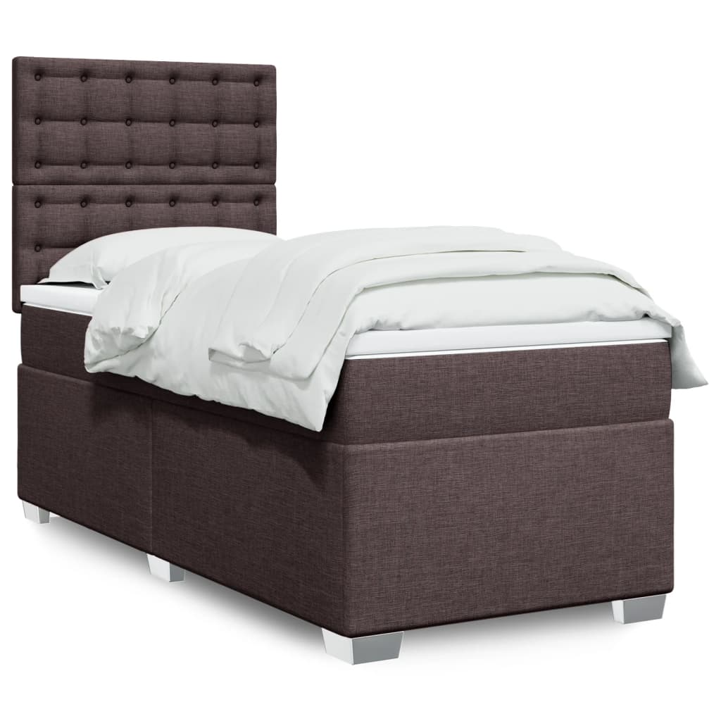 vidaXL Posteľný rám boxsping s matracom hnedý 90x200 cm látka