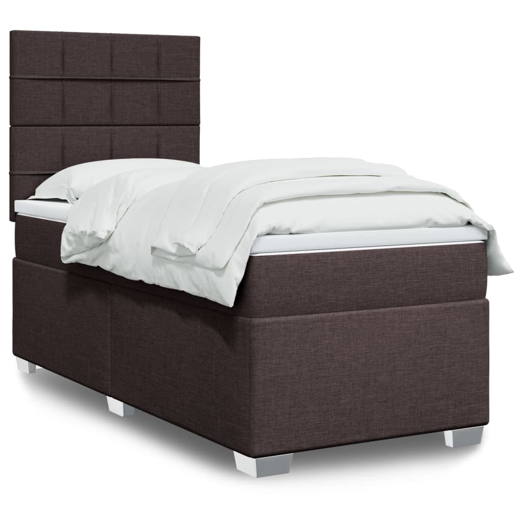 vidaXL Posteľný rám boxsping s matracom hnedý 90x200 cm látka