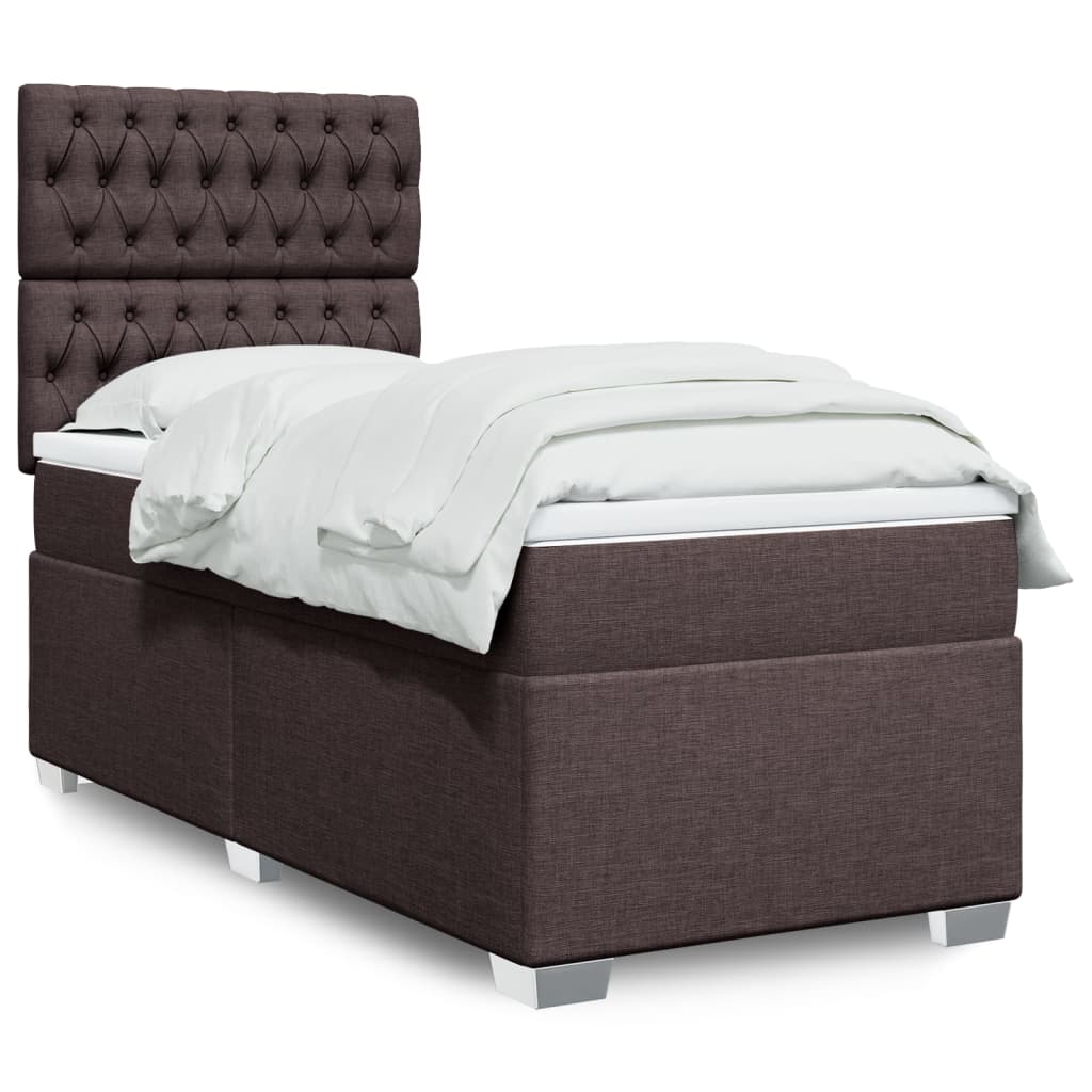 vidaXL Posteľný rám boxsping s matracom hnedý 90x200 cm látka