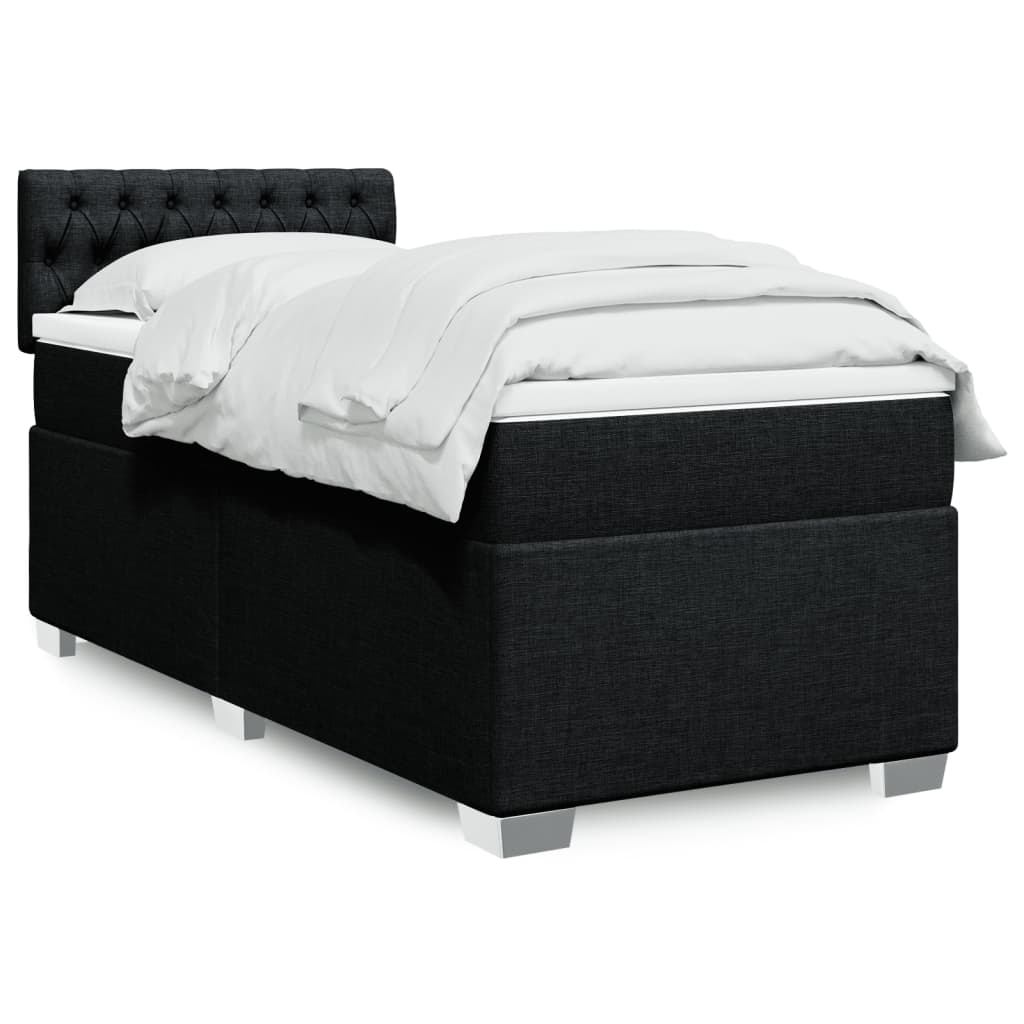 vidaXL Posteľný rám boxspring s matracom čierny 90x200 cm látka