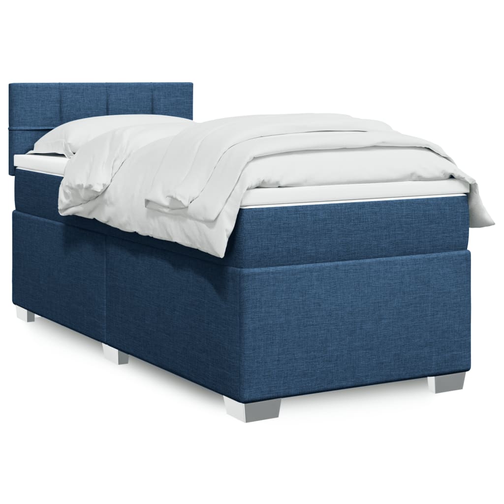 vidaXL Posteľný rám boxspring s matracom modrý 90x200 cm látka