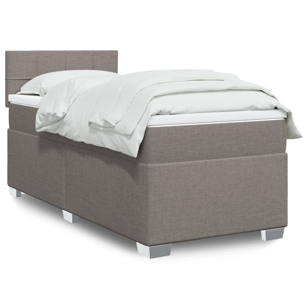 vidaXL Posteľný rám boxsping s matracom sivohnedý 90x200 cm látka