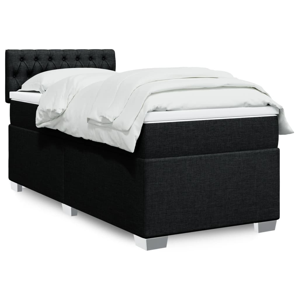 vidaXL Posteľný rám boxspring s matracom čierny 90x200 cm látka