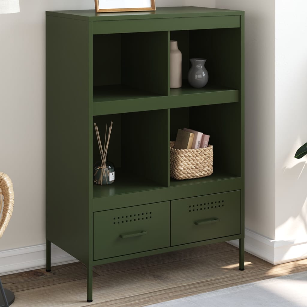 vidaXL Vysoká skrinka olivovozelená 68x39x101,5 cm oceľ
