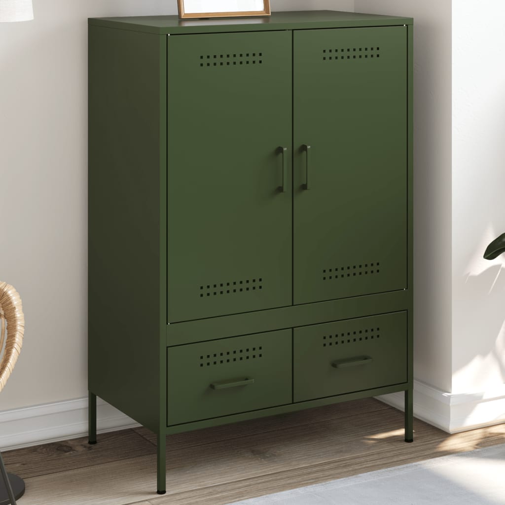 vidaXL Vysoká skrinka olivovozelená 68x39x101,5 cm oceľ