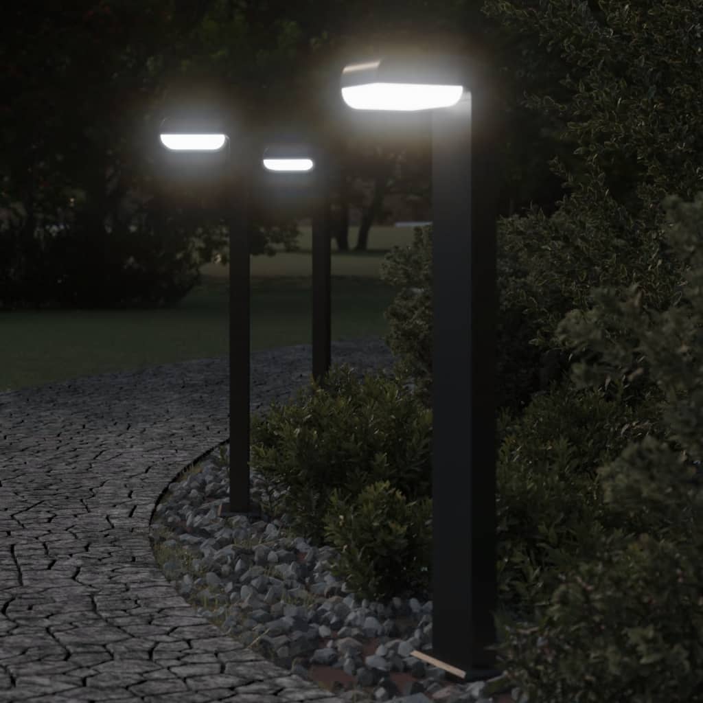 vidaXL Vonkajšie podlahovcé lampy 3 ks čierna 80 cm liaty hliník