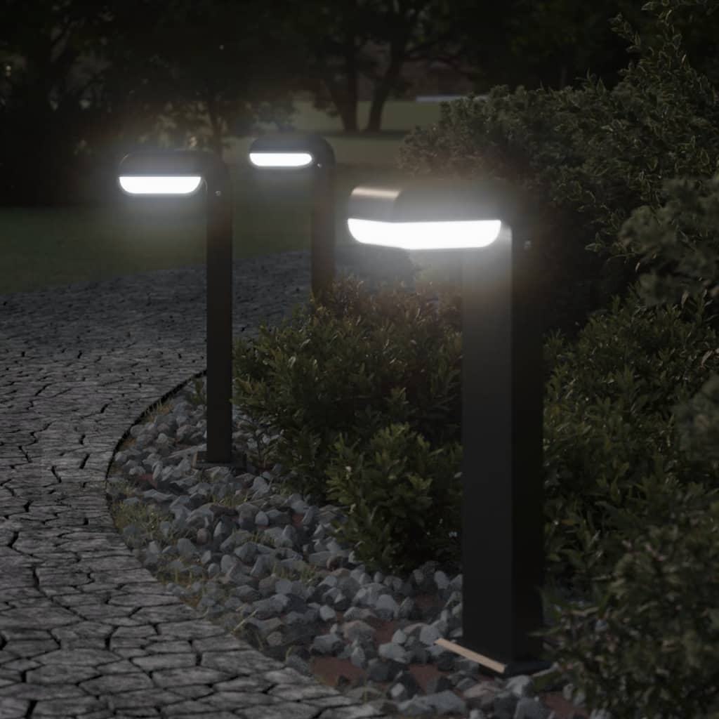 vidaXL Vonkajšie podlahovcé lampy 3 ks čierna 50 cm liaty hliník