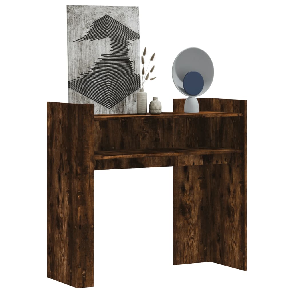 vidaXL Konzolový stolík dymový dub 100x35x90 cm kompozitné drevo
