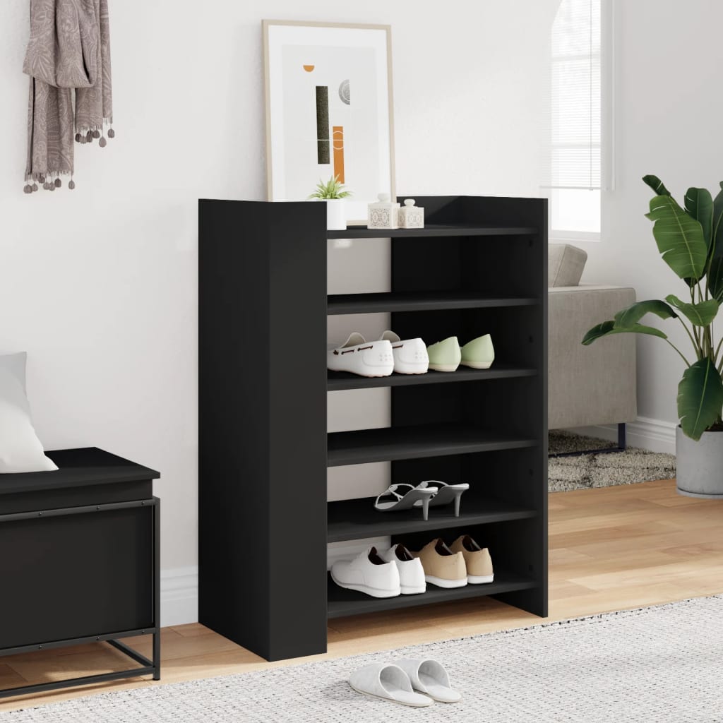 vidaXL Botník čierny 74,5x37,5x100 cm kompozitné drevo
