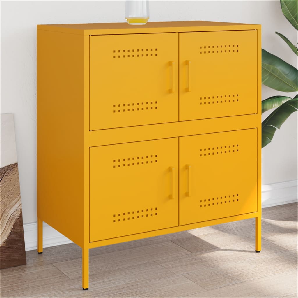 vidaXL Komoda horčicovožltá 68x39x79 cm oceľ