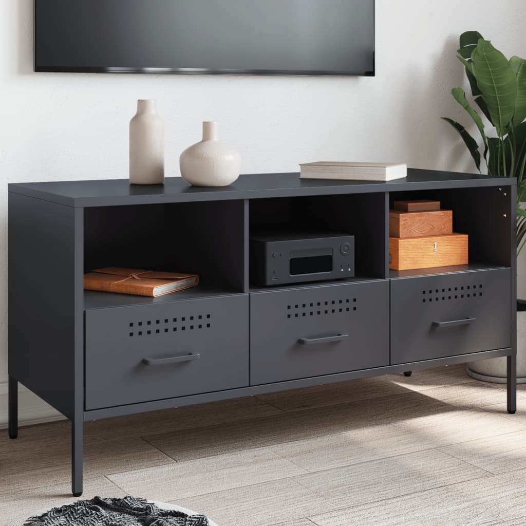 vidaXL TV skrinka antracitová 100,5x39x50,5 cm oceľ