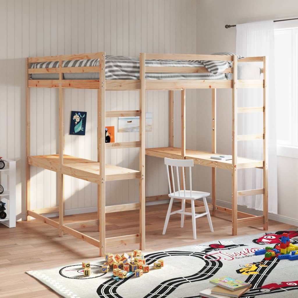 vidaXL Poschodová posteľ stolík a rebrík 180x200 cm borovicový masív