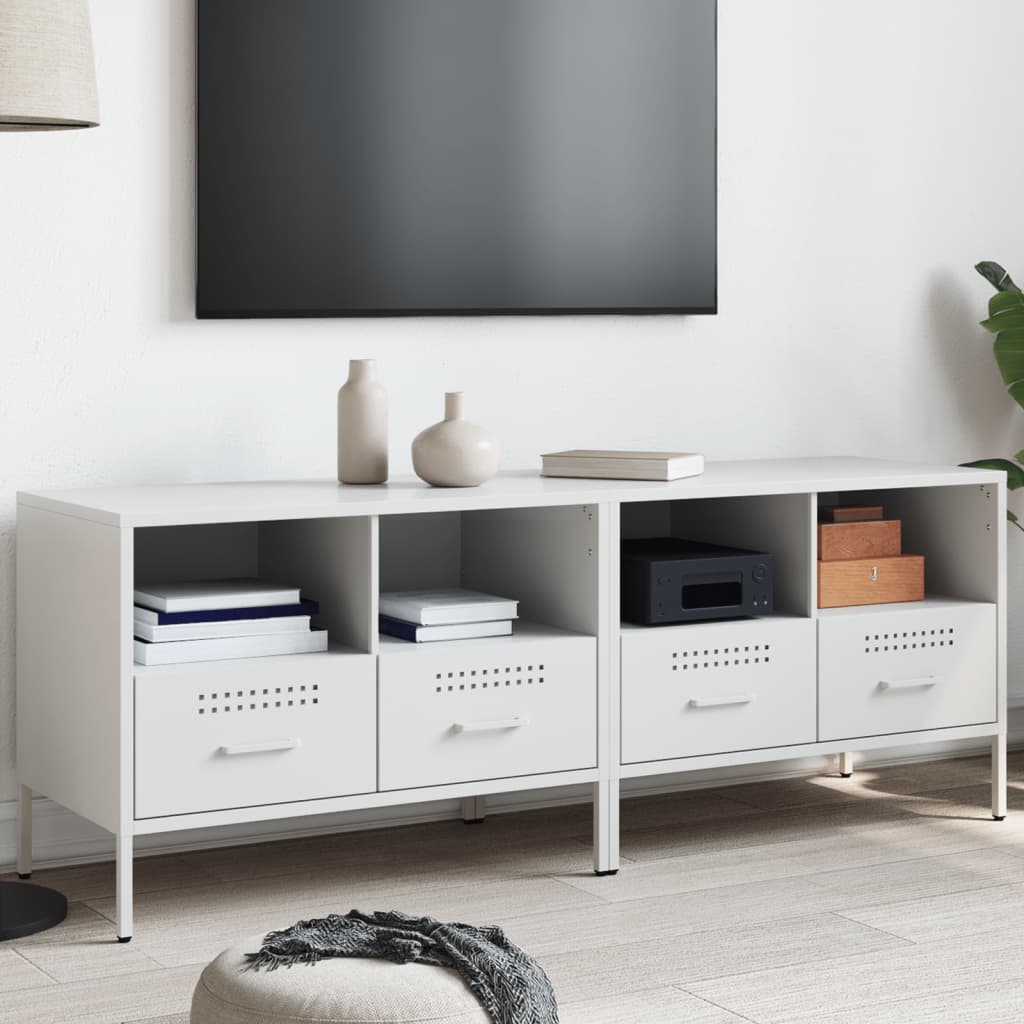 vidaXL TV skrinky 2 ks biele 68x39x50,5 cm oceľ