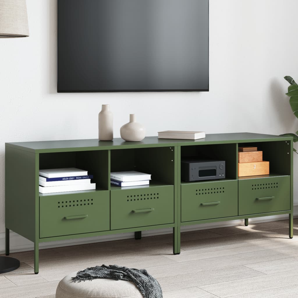 vidaXL TV skrinky 2 ks olivovo-zelené 68x39x50,5 cm oceľ