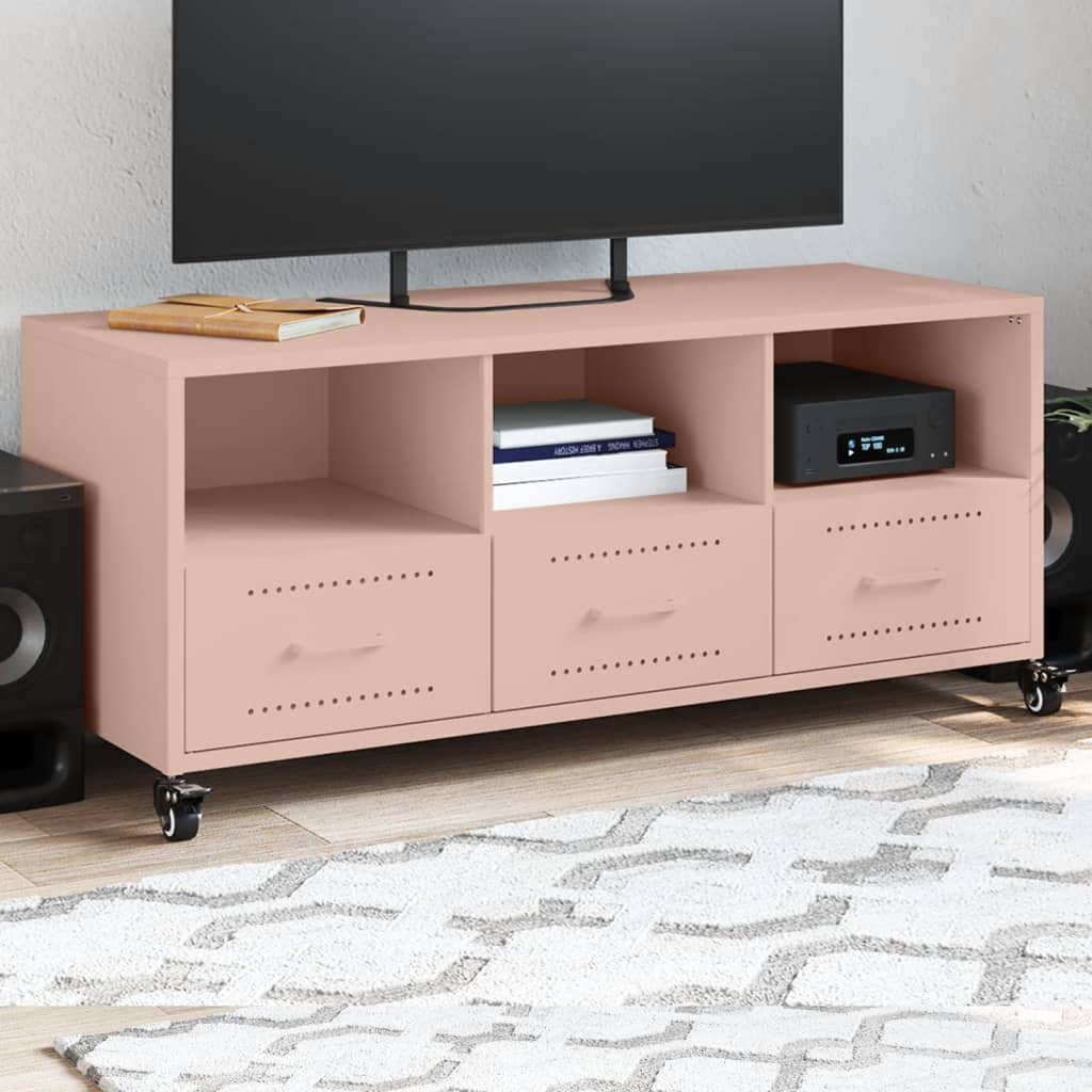 vidaXL TV skrinka ružová 100,5x39x43,5 cm oceľ