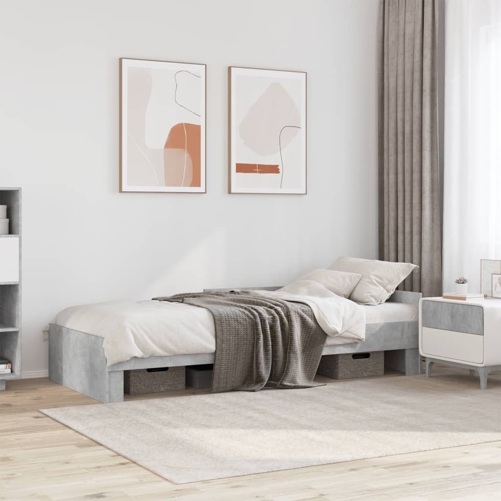 vidaXL Posteľný rám betónový sivý 90x190 cm borovicový masív