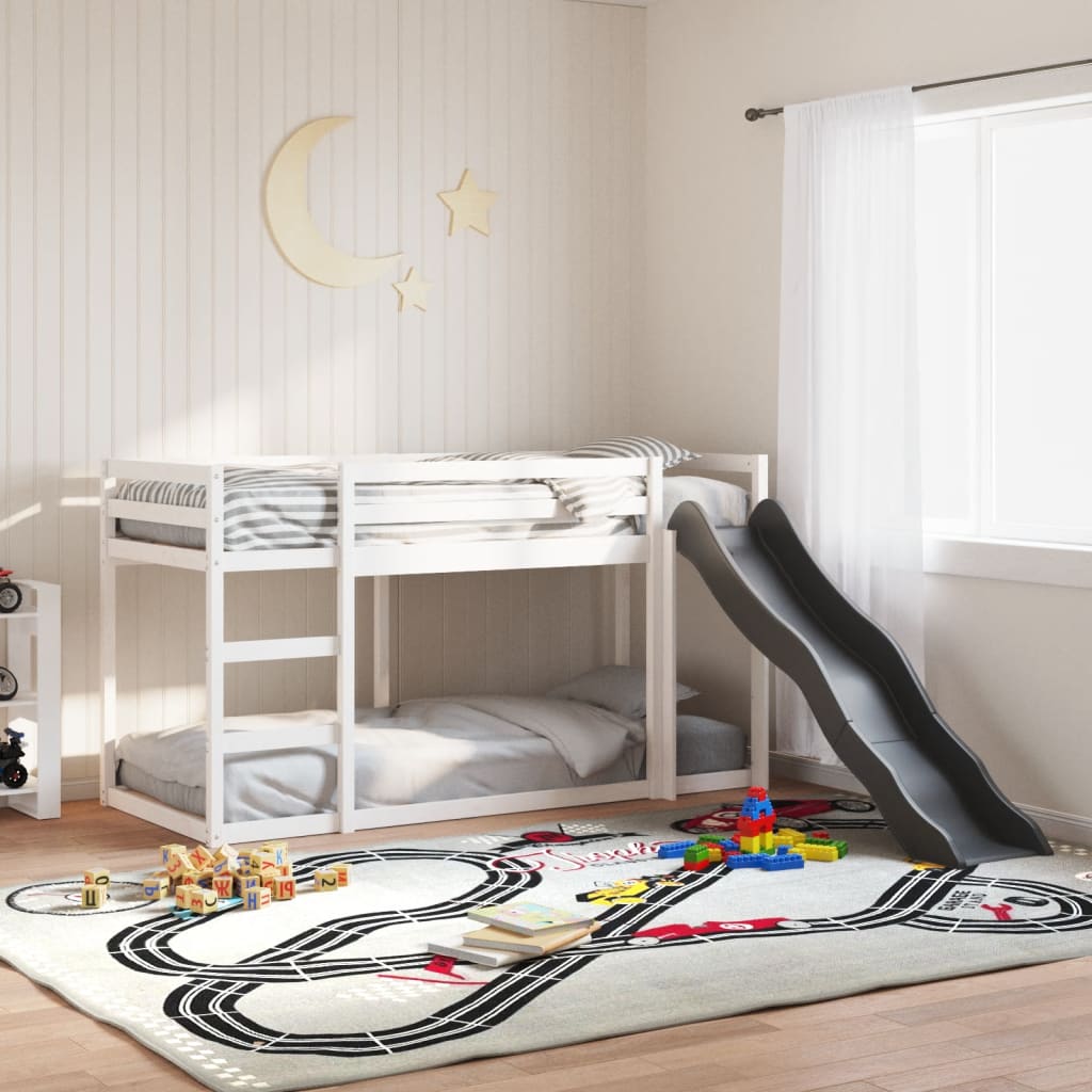 vidaXL Poschodová posteľ šmýkačka a rebrík biela 90x190 cm borovica