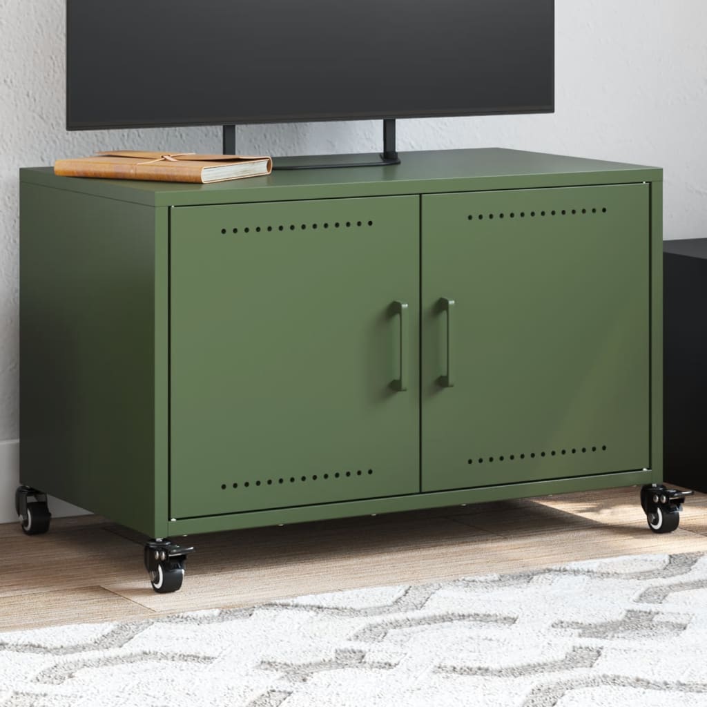 vidaXL TV skrinka olivovo-zelená 68x39x43,5 cm oceľ