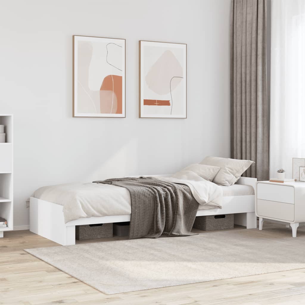 vidaXL Posteľný rám biely 90x190 cm kompozitné masív