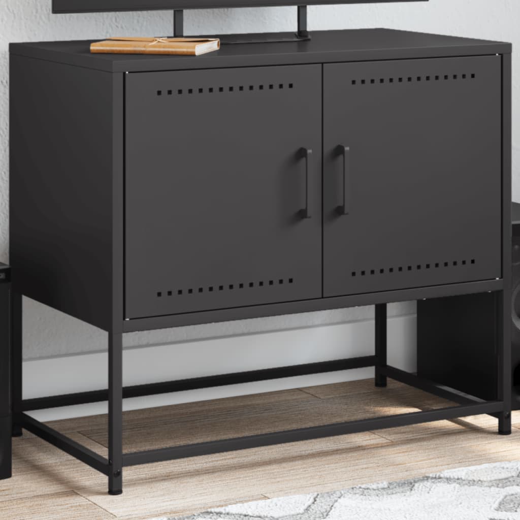 vidaXL TV skrinka čierna 68,5x39x60,5 cm oceľ