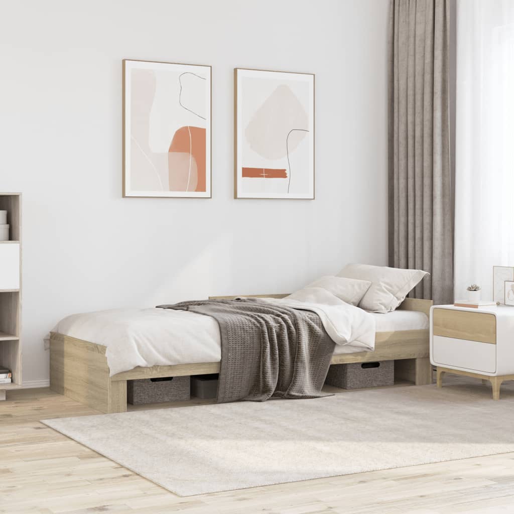 vidaXL Posteľný rám bez matraca dub sonoma 90x190 cm kompozitné drevo