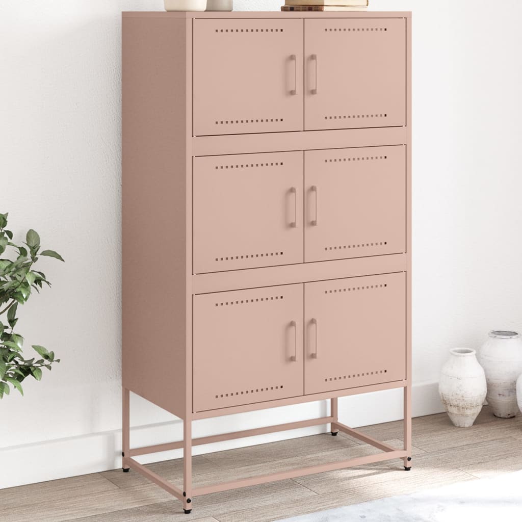 vidaXL Komoda ružová 68,5x38,5x123,5 cm oceľ