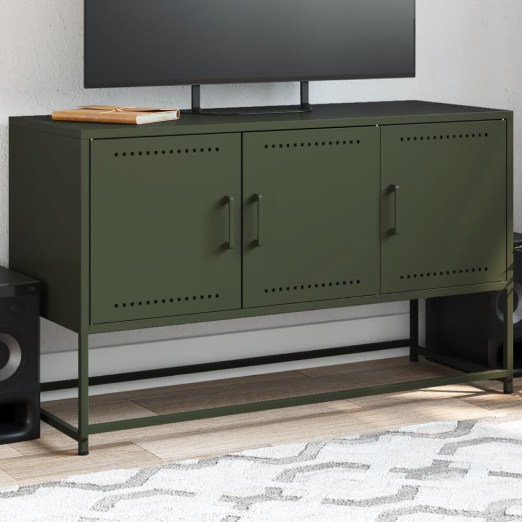 vidaXL TV skrinka olivovozelená 100,5x39x60,5 cm oceľ