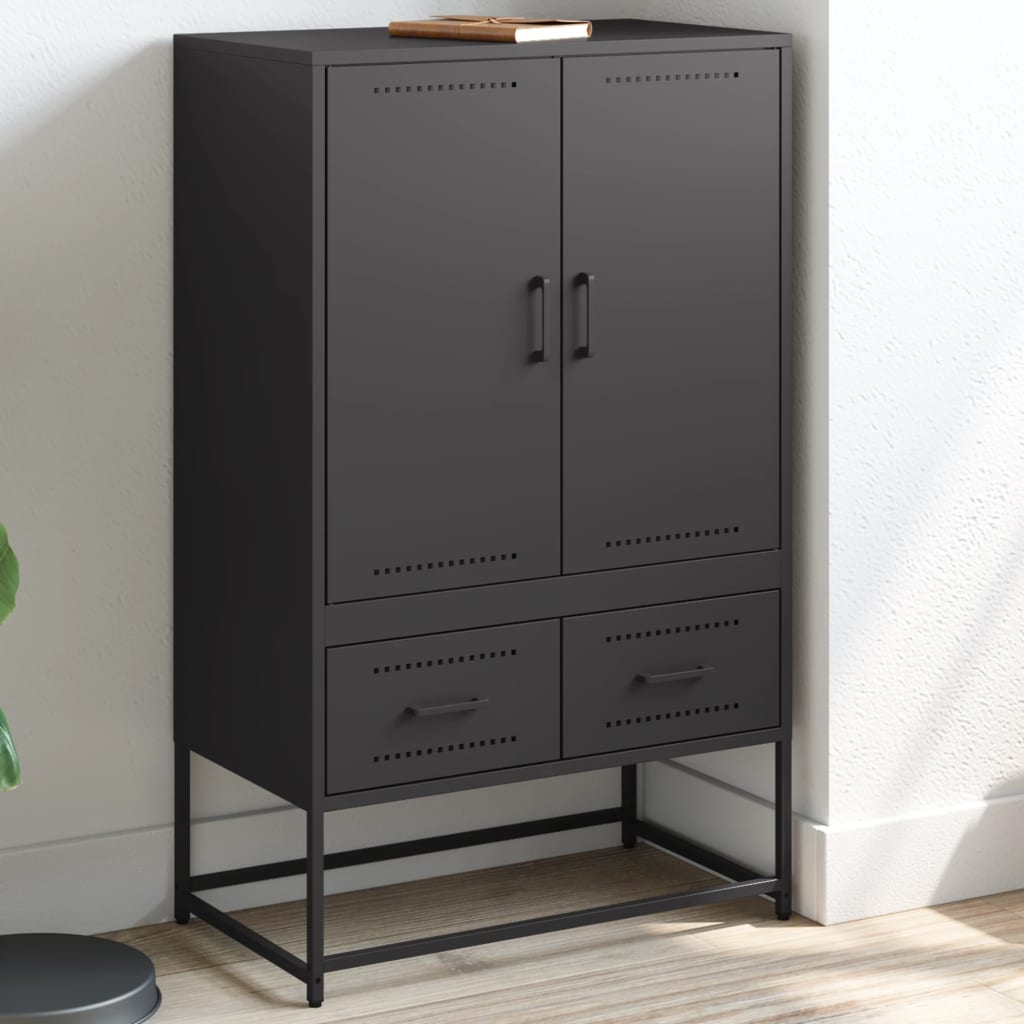 vidaXL Vysoká skrinka čierna 68x39x111,5 cm oceľ