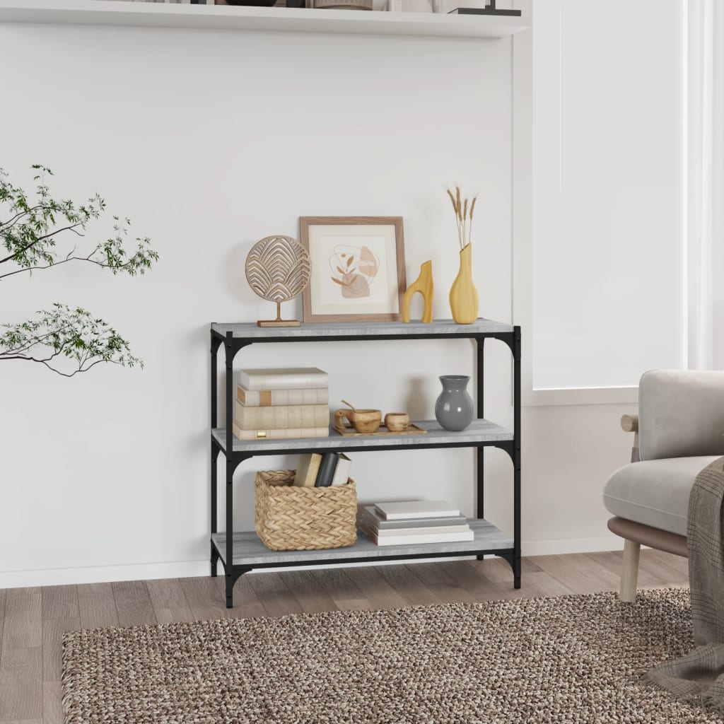 vidaXL Knižnica sivý dub sonoma 80x33x70,5 cm spracované drevo a oceľ