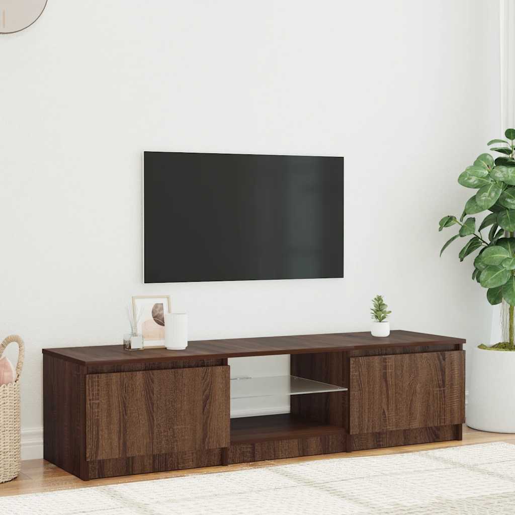 vidaXL TV skrinka s LED svetlami hnedý dub 140x40x36 cm