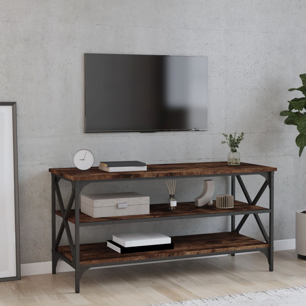 vidaXL TV skrinka dymový dub 100x40x50 cm spracované drevo