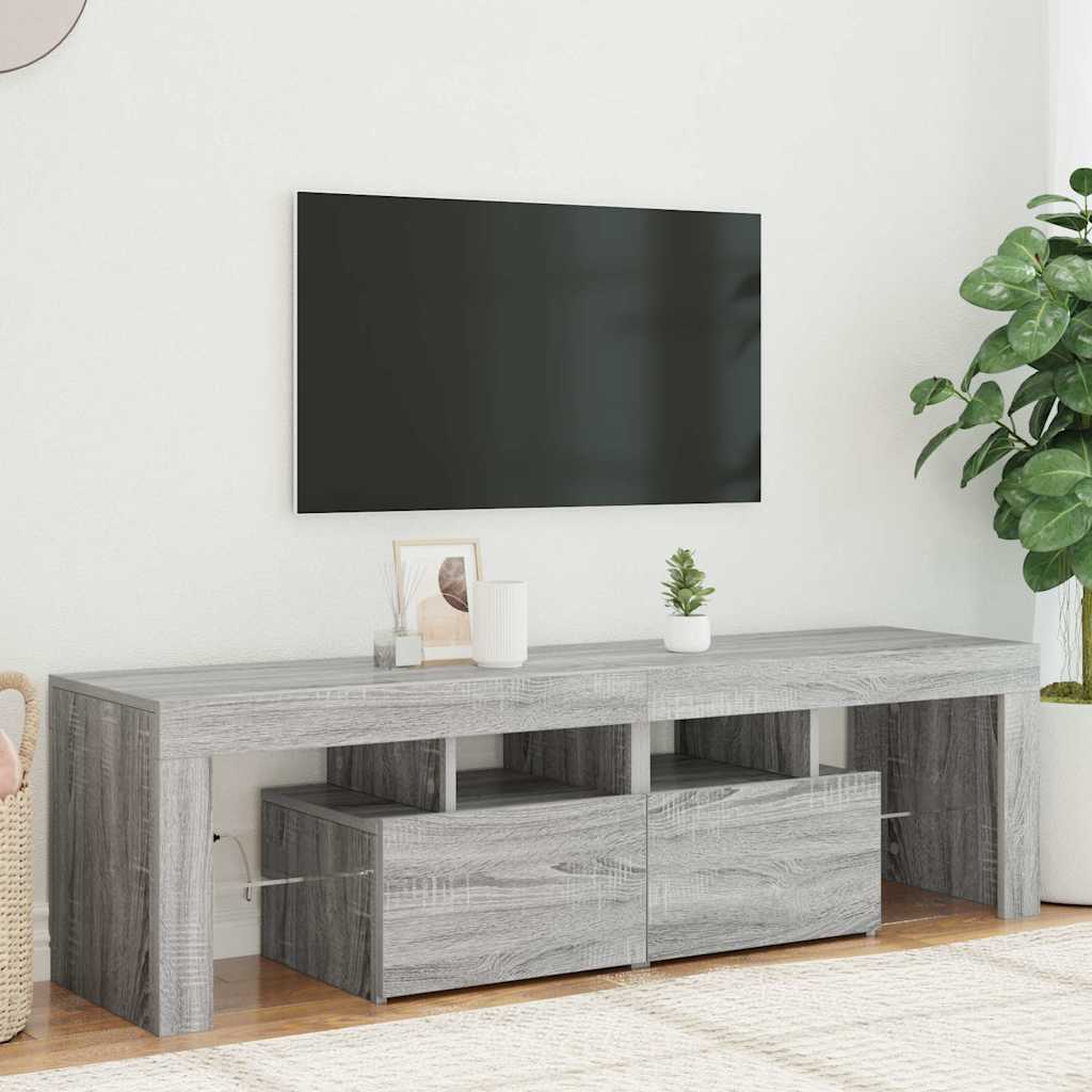 vidaXL TV skrinka s LED svetlami sivá sonoma 140 x 36,5 x 40 cm