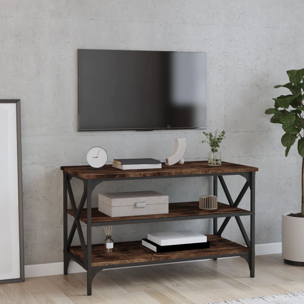 vidaXL TV skrinka dymový dub 80x40x50 cm spracované drevo