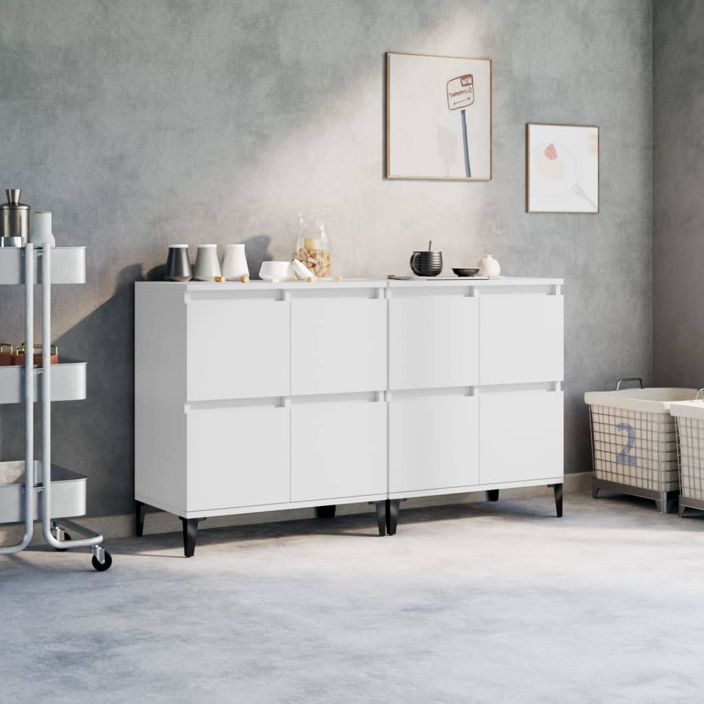 vidaXL Komody 2 ks biele 60x35x70 cm spracované drevo