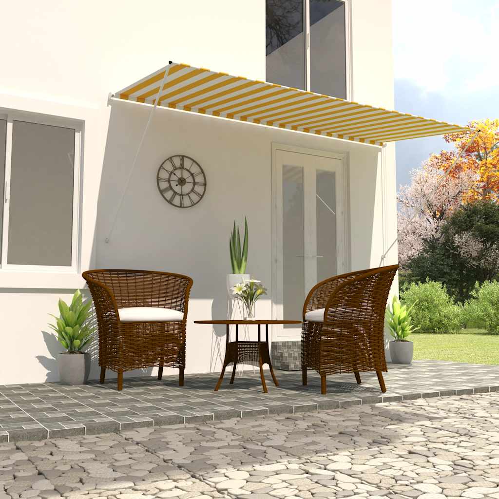 vidaXL Zaťahovacia markíza 400x150 cm žlto-biela