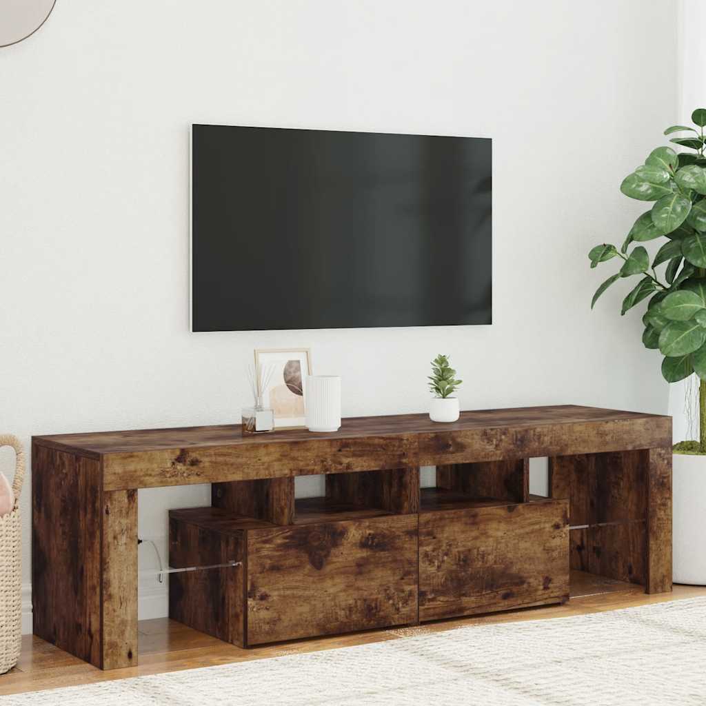 vidaXL TV skrinka s LED svetlami dymový dub 140x36,5x40 cm