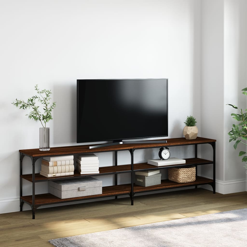 vidaXL TV skrinka hnedý dub 180x30x50 cm kompozitné drevo a kov