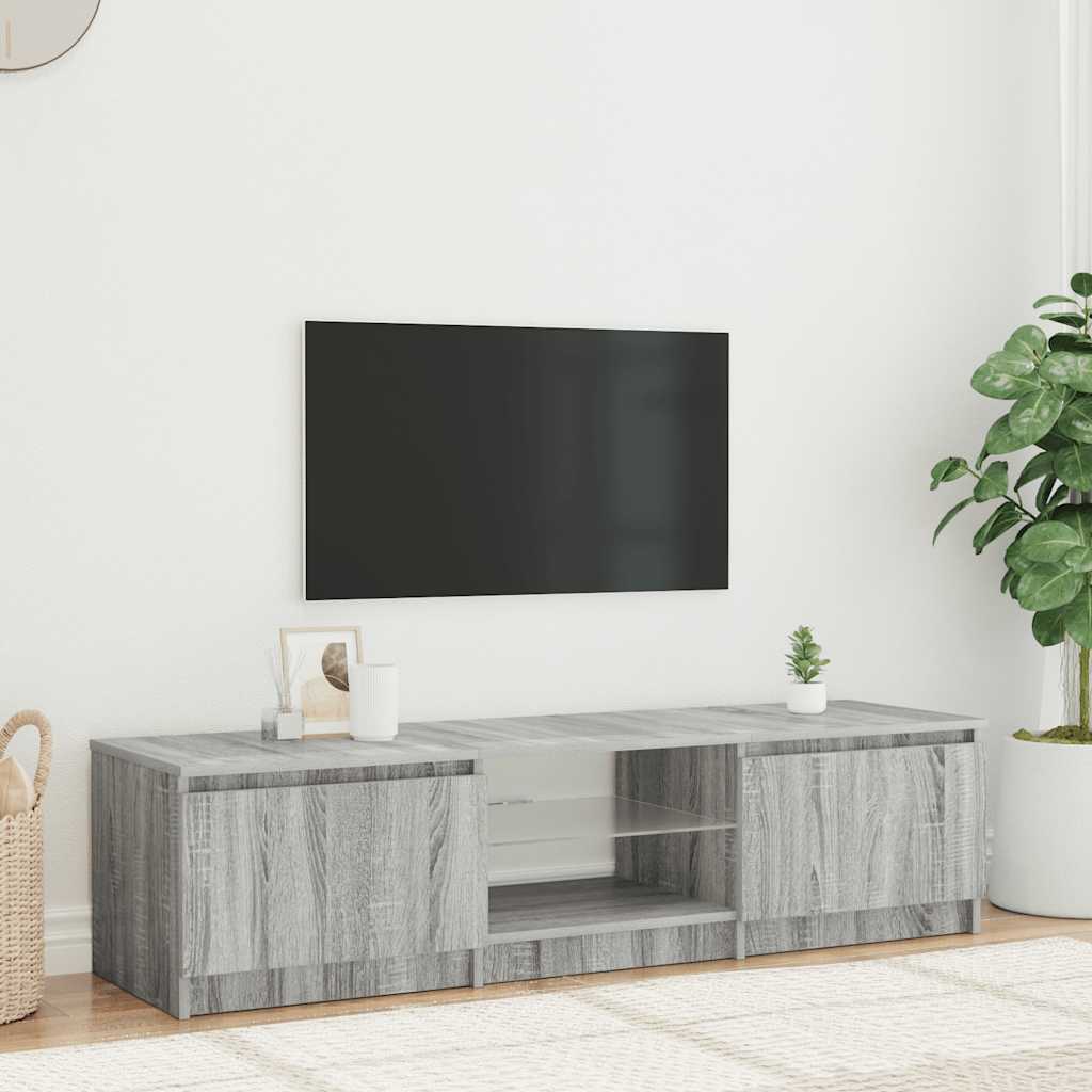 vidaXL TV skrinka s LED svetlami sivý dub sonoma 140x40x36 cm