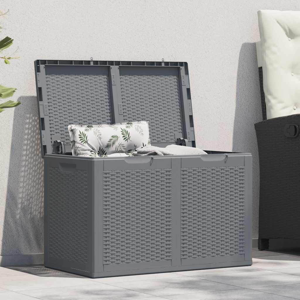 vidaXL Záhradný úložný box sivý PP ratan 180 l