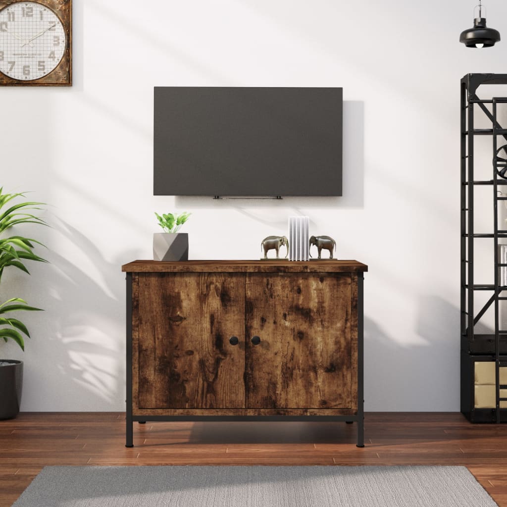 vidaXL TV skrinka s dvierkami dymový dub 60x35x45 cm spracované drevo