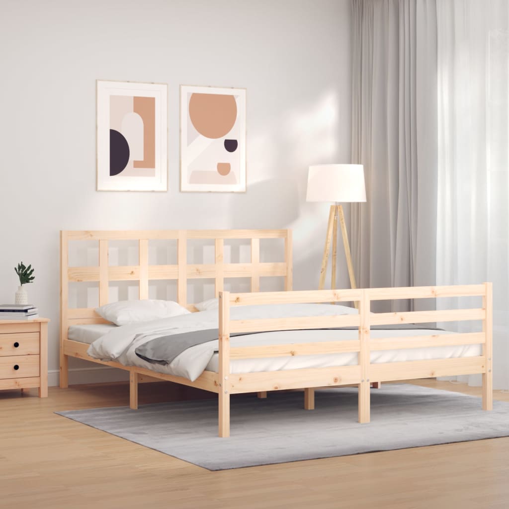 vidaXL Posteľný rám s čelom 160x200 cm masívne drevo