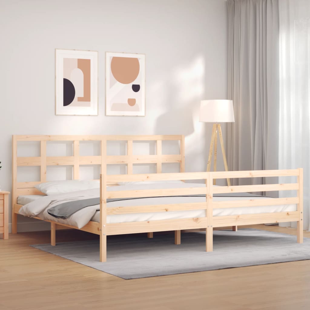 vidaXL Posteľný rám s čelom 200x200 cm masívne drevo