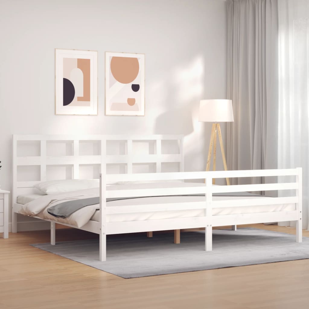 vidaXL Posteľný rám s čelom biely 200x200 cm masívne drevo