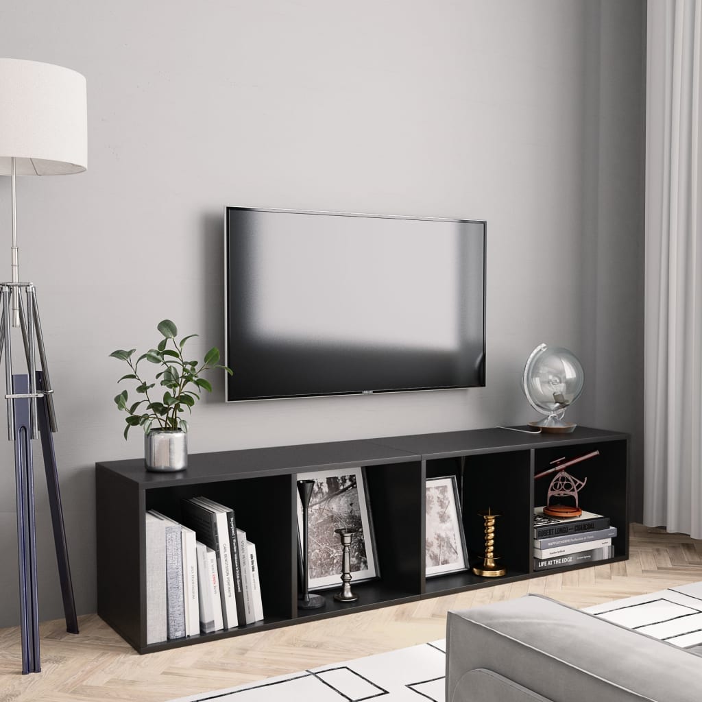 vidaXL Knižnica/TV skrinka, čierna 143x30x36 cm