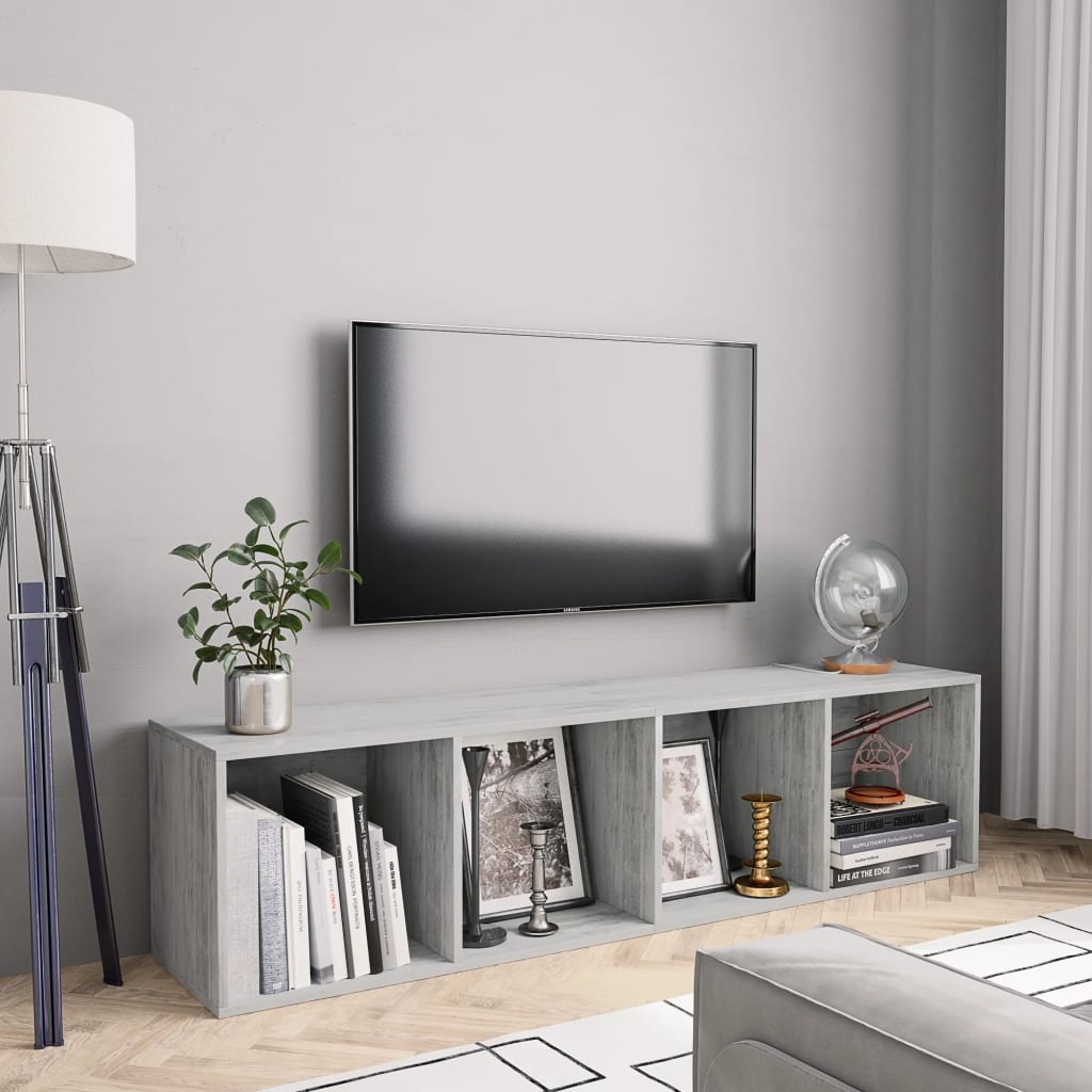 vidaXL Knižnica/TV skrinka, betónovo sivá 143x30x36 cm