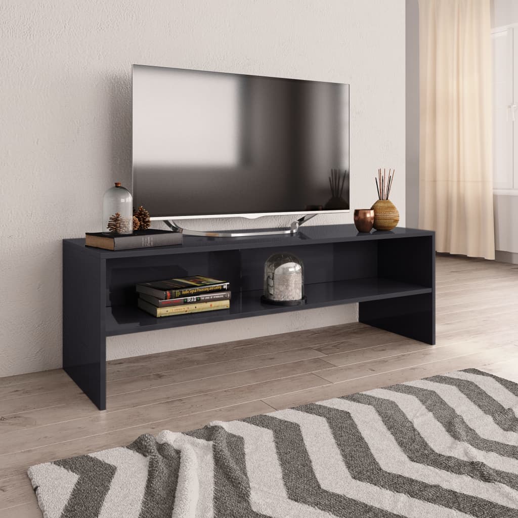 vidaXL TV skrinka, lesklá sivá 120x40x40 cm, kompozitné drevo