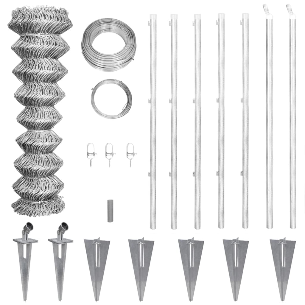vidaXL Drôtené pletivo+stĺpiky a hroty, pozinkovaná oceľ 15x1,25 m